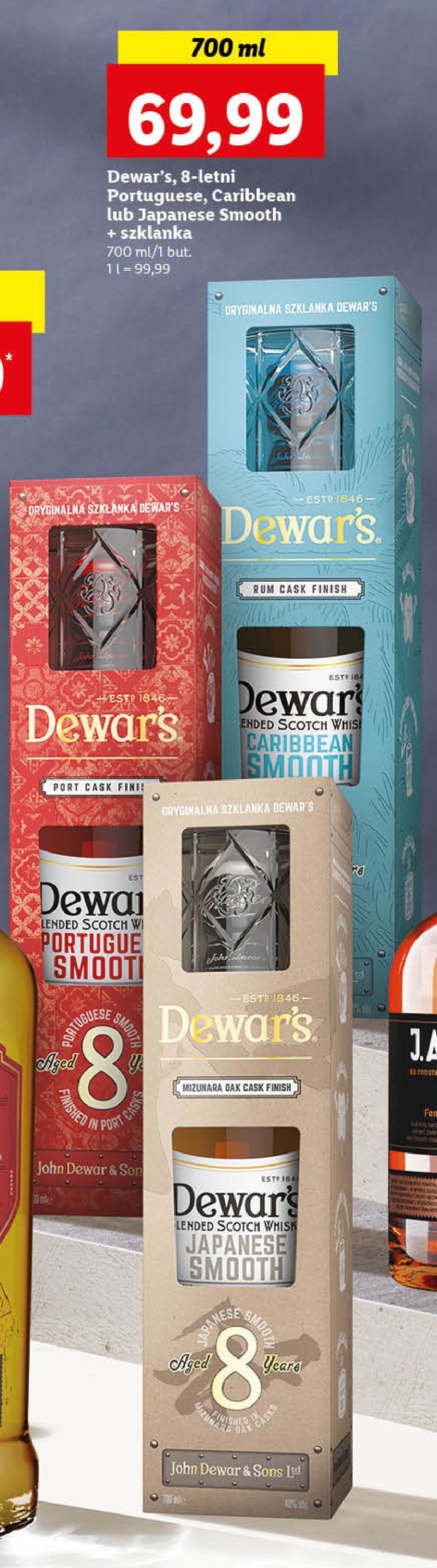Whisky + szklanka Dewar's 8 portuguese smooth promocja