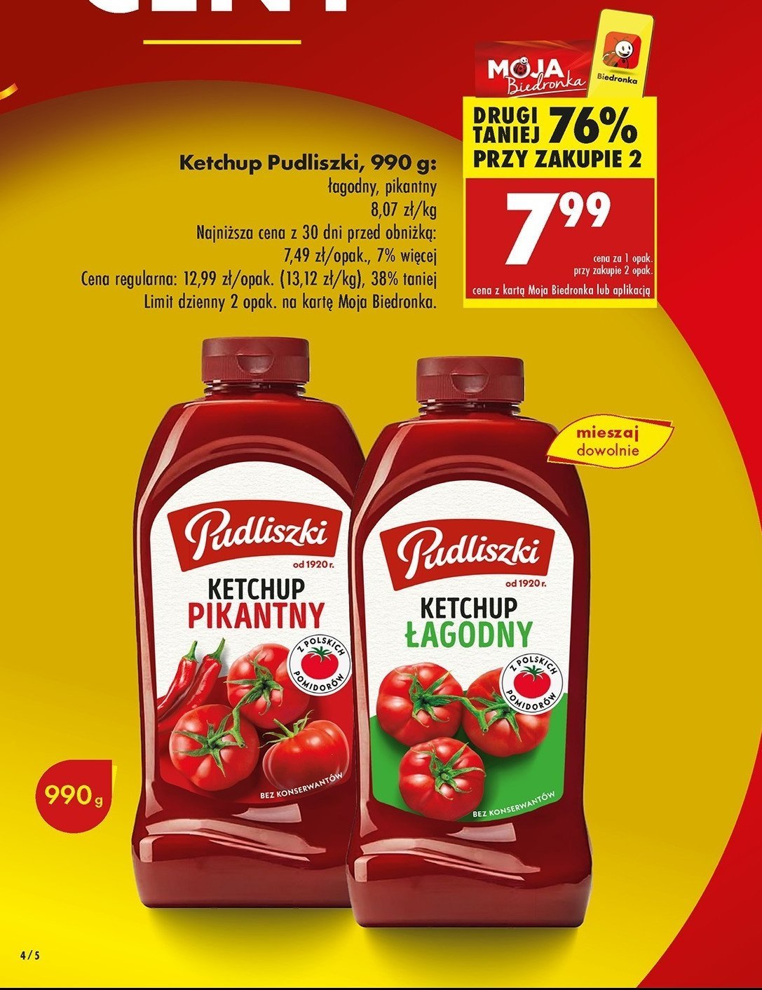 Ketchup pikantny Pudliszki promocja w Biedronka