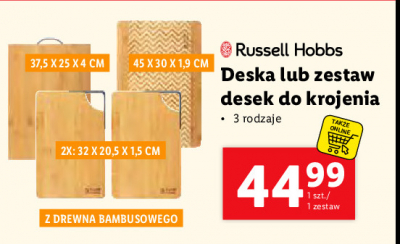 Deska do krojenia z drewna bambusowego 45 x 30 x 1.9 cm Russell hobbs promocja