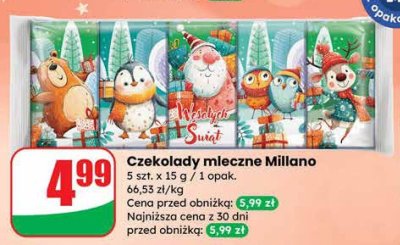 Czekolady mleczne Millano promocja w Dino
