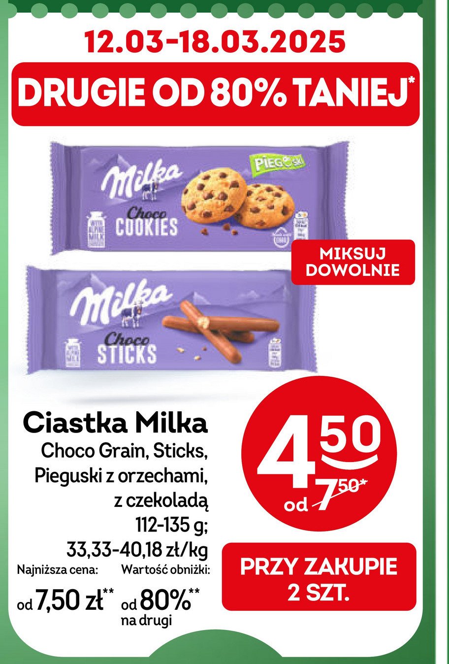 Ciastka w czekoladzie Milka chocograins promocja w Żabka