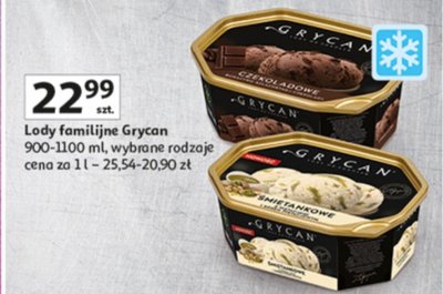 Lody familijne Grycan 900-1100 ml, wybrane rodzaje promocja w Auchan