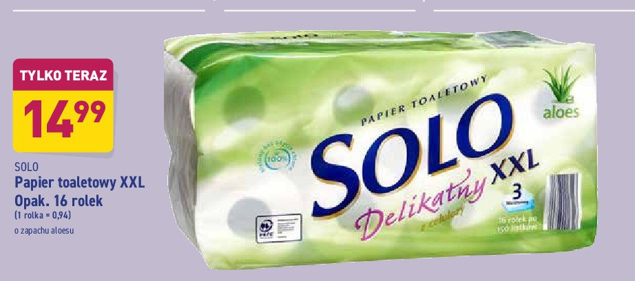Papier toaletowy aloes delikatny xxl Solo (aldi) - cena - promocje - opinie  - sklep | Blix.pl - Brak ofert