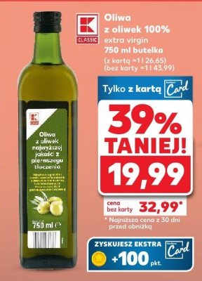 Oliwa z oliwek 100% extra virgin promocja w Kaufland