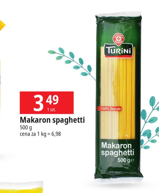 Makaron pełnoziarnisty spaghetti Wiodąca marka turini promocja