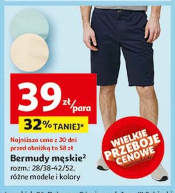 Bermudy męskie 28/38-42/52 Auchan inextenso promocja w Auchan