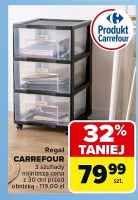 Regał CARREFOUR 3 szuflady najniższa cena z 30 dni przed obniżką - 119,00 zł promocja w Carrefour Market