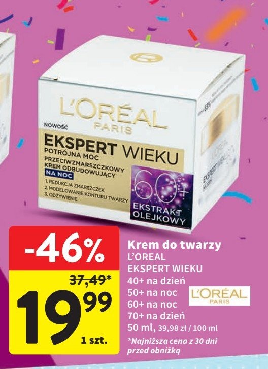 Krem na noc L'oreal ekspert wieku 60+ promocja
