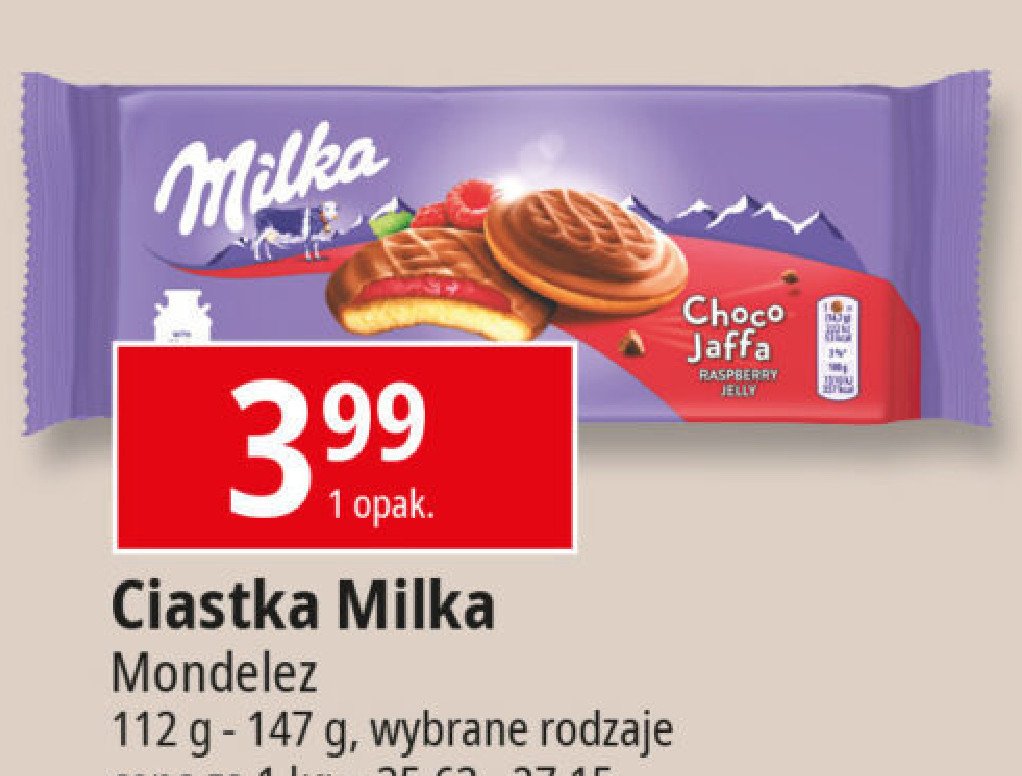 Ciastka z galaretką malinową Milka choco jaffa promocja