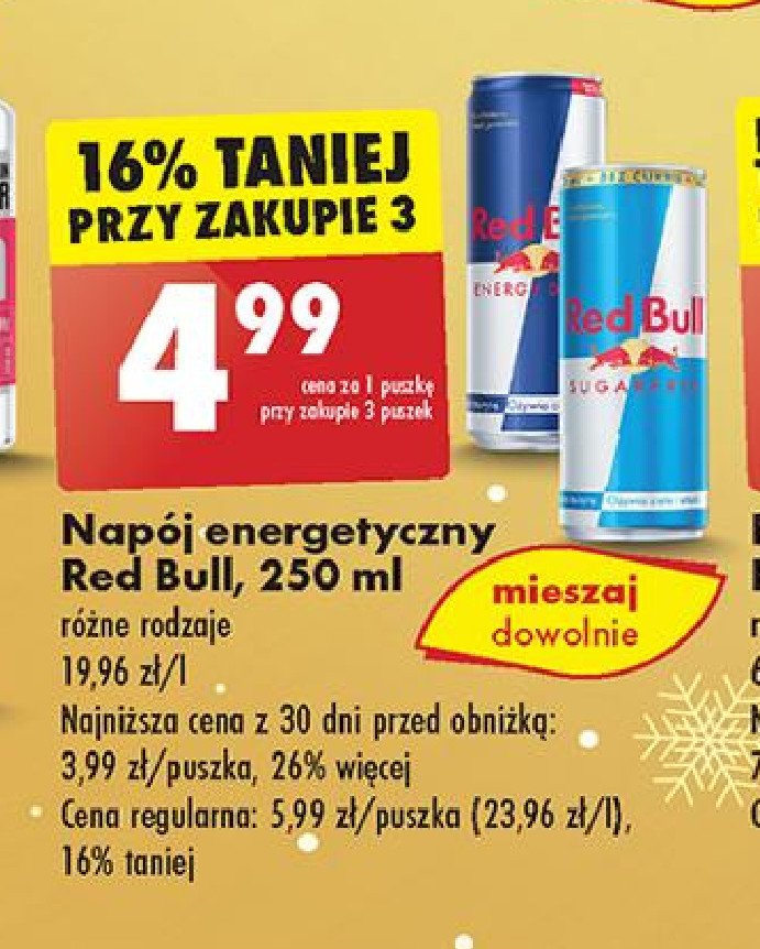 Napój energetyczny bez cukru Red bull promocja w Biedronka