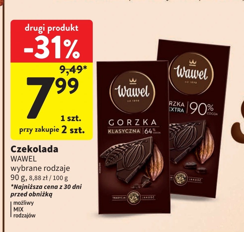 Czekolada gorzka 64 % Wawel promocja