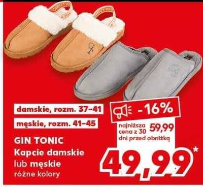 Kapcie damskie lub męskie GIN TONIC różne kolory promocja w Kaufland