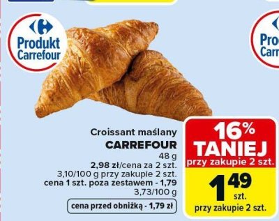 Croissant maślany CARREFOUR 480 g promocja w Carrefour Market