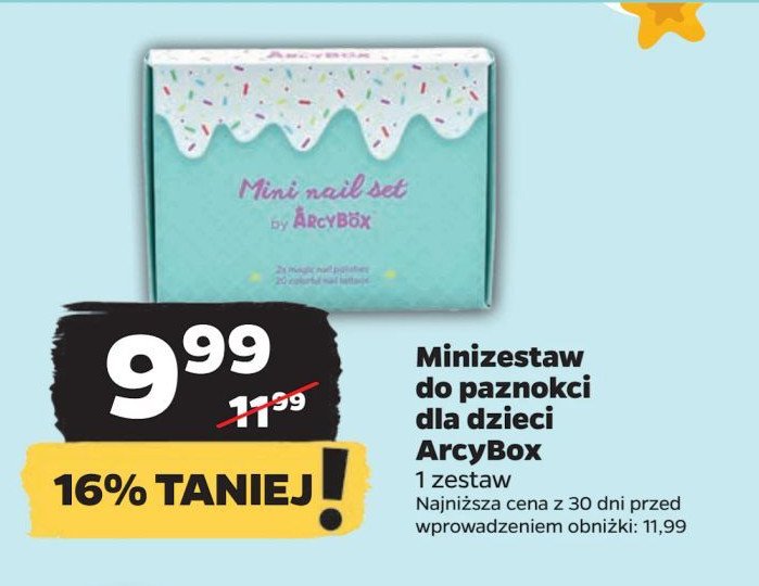 Zestaw w pudełku mini nail set wodny lakier do paznokci 2x 3 ml + tatuaże na paznokcie 20 szt Arcybox promocja