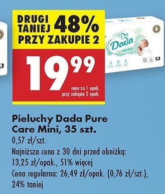 Pieluchy 2 mini Dada pure care promocja w Biedronka