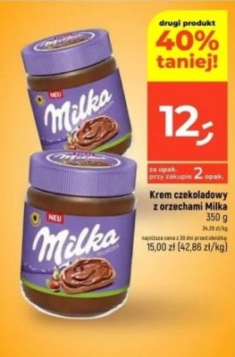 Krem czekoladowy z orzechami Milka 350 g promocja w Dealz