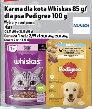 Karma dla kota Whiskas 85 g / dla psa Pedigree 100 g promocja w TOPAZ