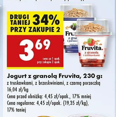 Jogurt truskawkowy z granolą Fruvita promocja w Biedronka