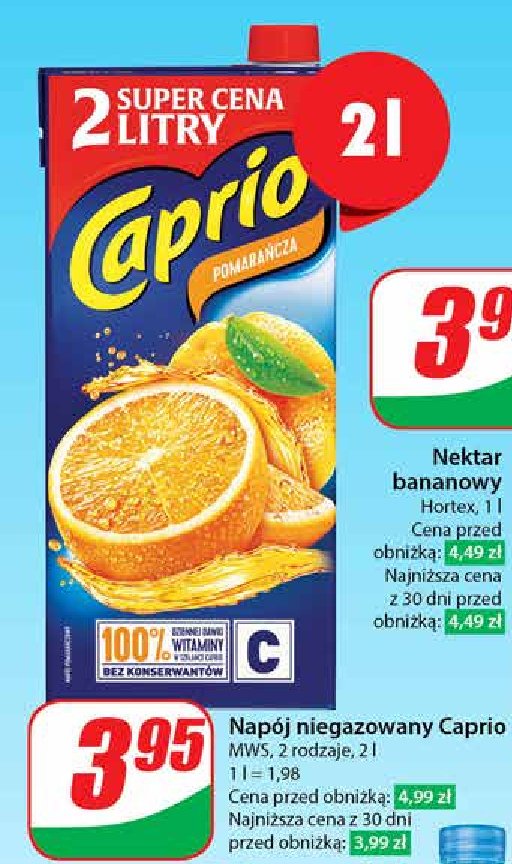 Napój pomarańczowy Caprio promocja w Dino