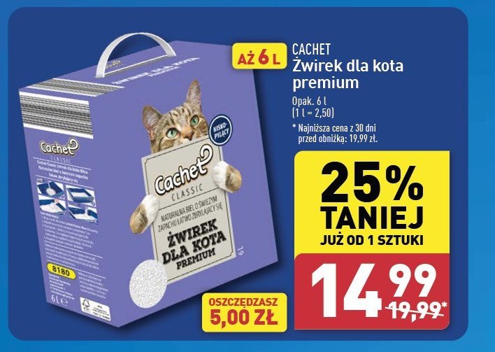 Żwirek dla kota classic premium Cachet promocja