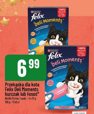 Przekąska dla kota Felix Deli Moments kurczak lub łosoś Nestle Purina promocja w POLOmarket