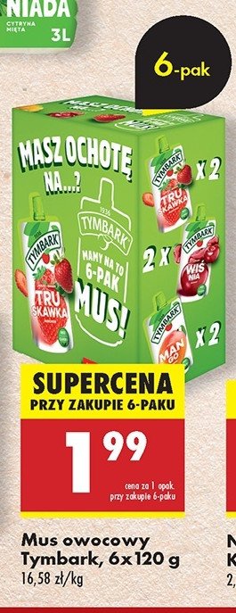 Musy mix Tymbark mus 100% owoców promocja w Biedronka