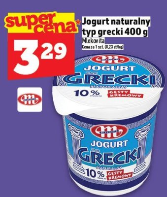 Jogurt naturalny typ grecki Mlekovita 400 g promocja w TOPAZ