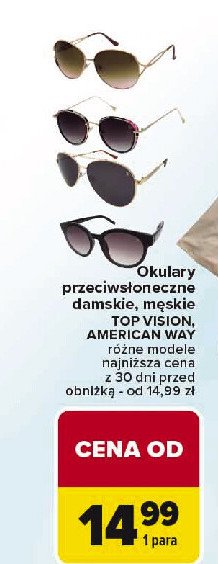 Okulary przeciwsłoneczne damskie American way promocja w Carrefour