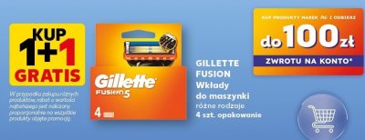 Wkłady do maszynki Gilette Fusion różne rodzaje 4 szt. 1+1 gratis promocja w Kaufland