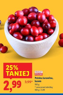 Żurawina polska luzem 100 g promocja w Lidl