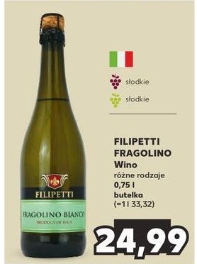 Wino Filipetti fragolino bianco promocja