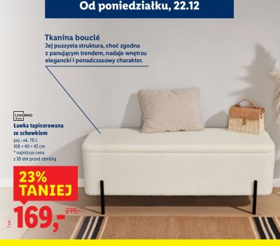 Ławka tapicerowana ze schowkiem LIVARNO home promocja w Lidl