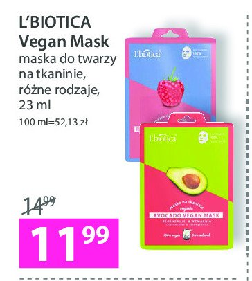Maska na tkaninie rozświetla i odświeża raspberry L'biotica organic promocja