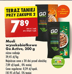 Musli z orzechami i kawą rozpuszczalną Go active promocja w Biedronka