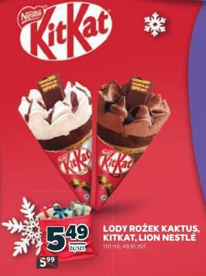 Lody rożek Kaktus, KitKat, Lion Nestlé promocja w Stokrotka