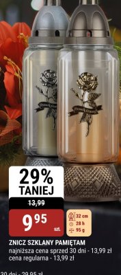 Znicz szklany pamiętam 32 cm 28 h 95 g promocja w bi1