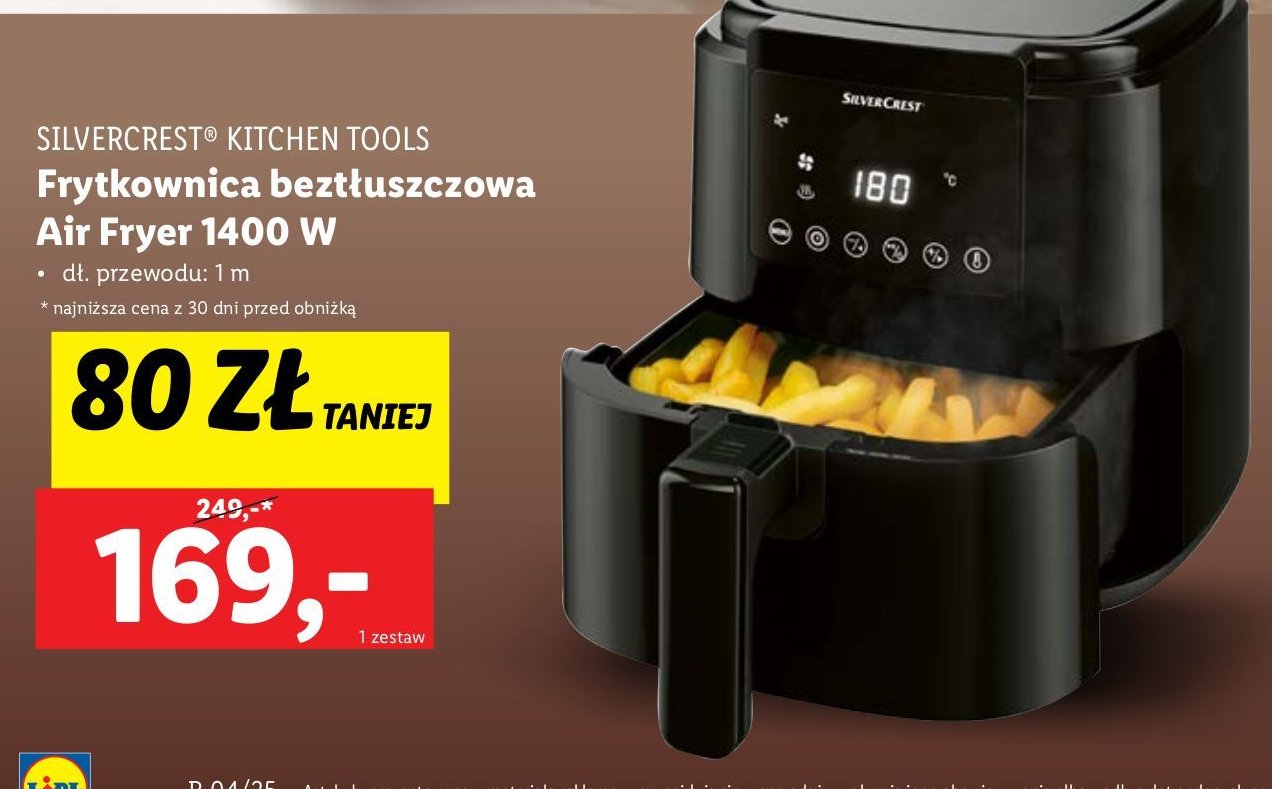 Frytkownica beztłuszczowa 1400w Silvercrest promocja w Lidl