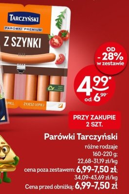 Parówki Tarczyński różne rodzaje 160-220g promocja w Żabka