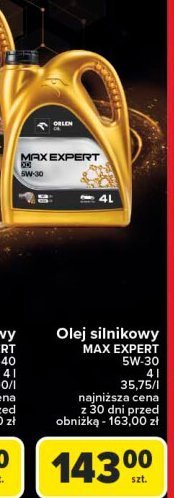 Olej silnikowy max expert 5w30 v Orlen oil promocja w Carrefour