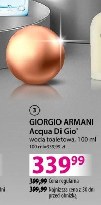 Woda toaletowa GIORGIO ARMANI Acqua Di Gio 100 ml promocja w Hebe