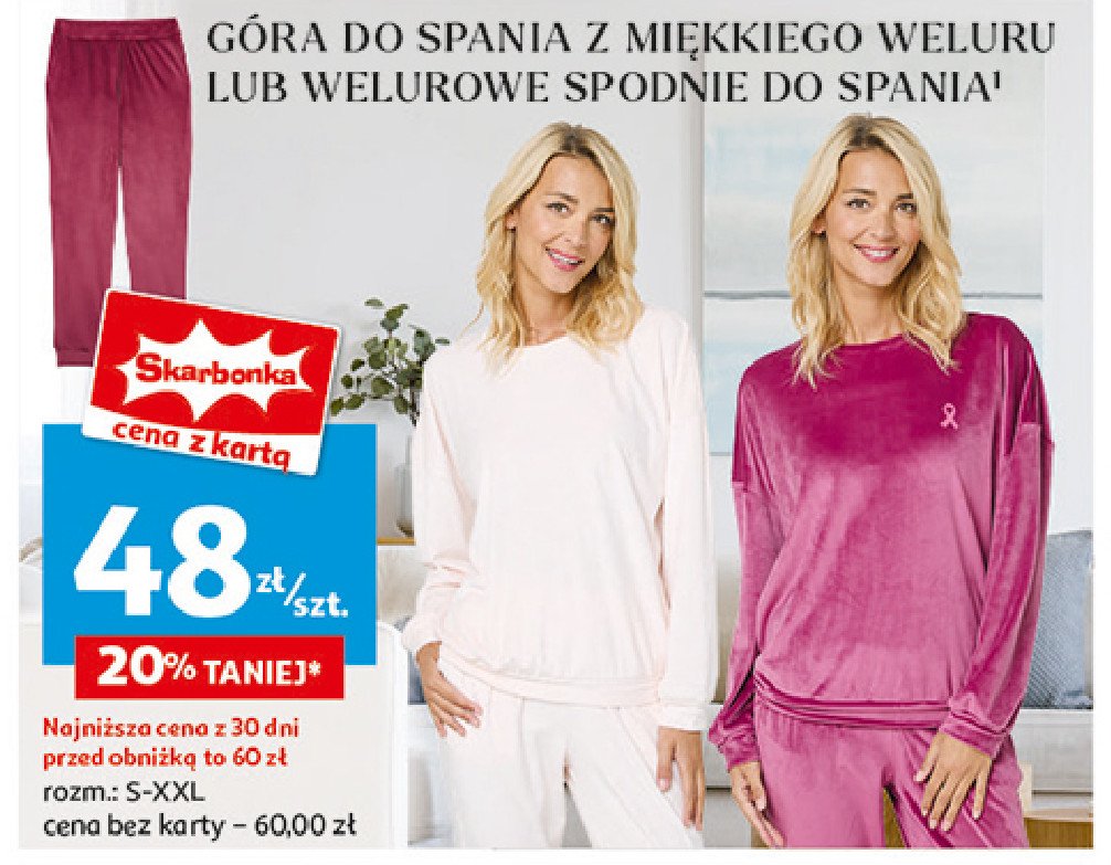 Spodnie do spania welurowe s-xxl Auchan inextenso promocja