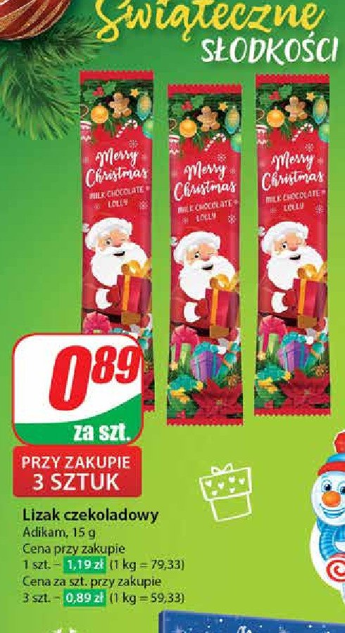 Lizak czekoladowy świąteczny Adikam promocja