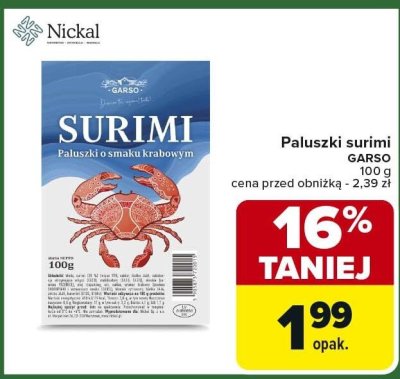 Paluszki surimi GARSO o smaku krabowym promocja w Carrefour Market