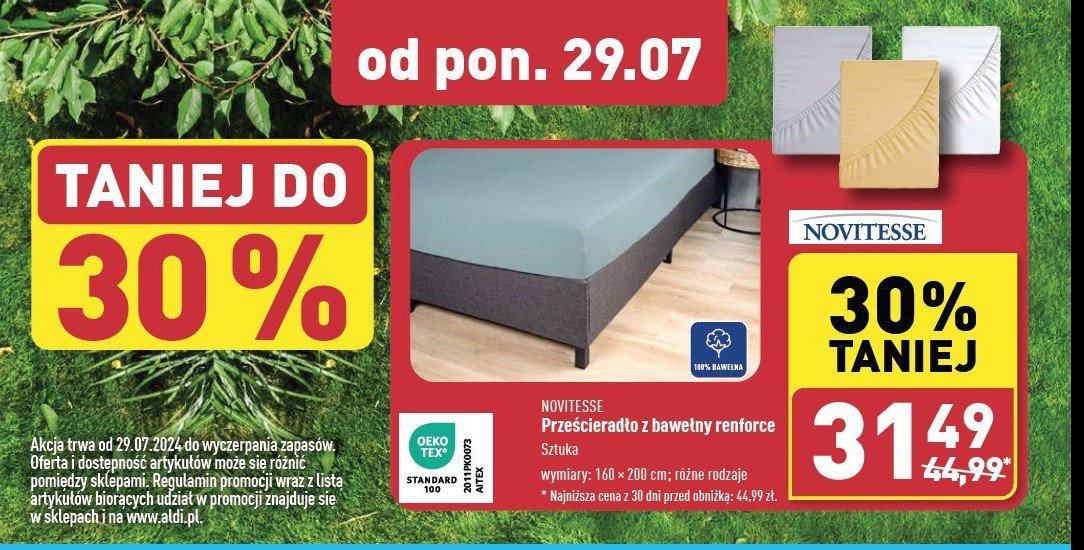 Prześcieradło renforce 160 x 200 cm Novitesse promocja