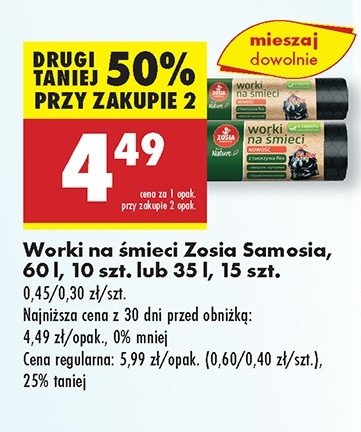 Worki na śmieci 60 l Zosia samosia promocja
