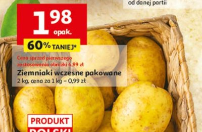 Warzywa ziemniaki wczesne pakowane 2 kg, Produkt Polski promocja w Auchan