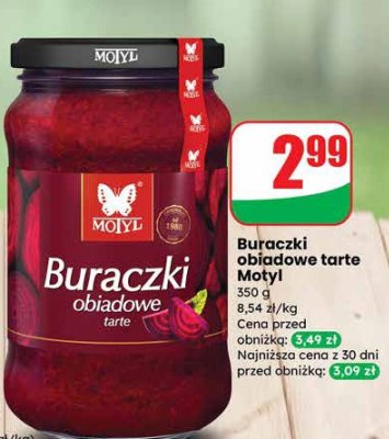 Buraczki obiadowe tarte Motyl promocja w Dino