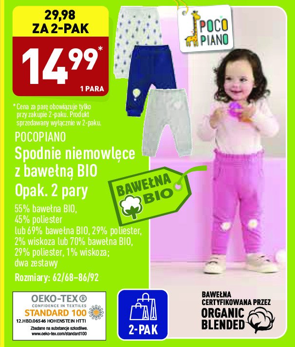 T-shirt i spodnie niemowlęce bawełna bio 62/68 Pocopiano promocje