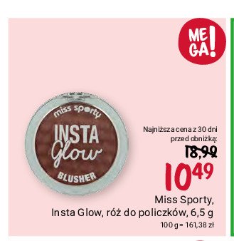 Róż do policzków nr 002 radiant mocha Miss sporty insta glow promocja