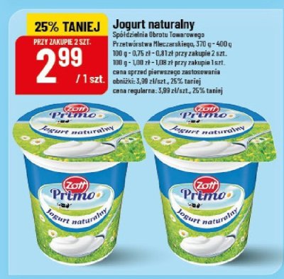 Jogurt naturalny Zott Primo promocja w POLOmarket